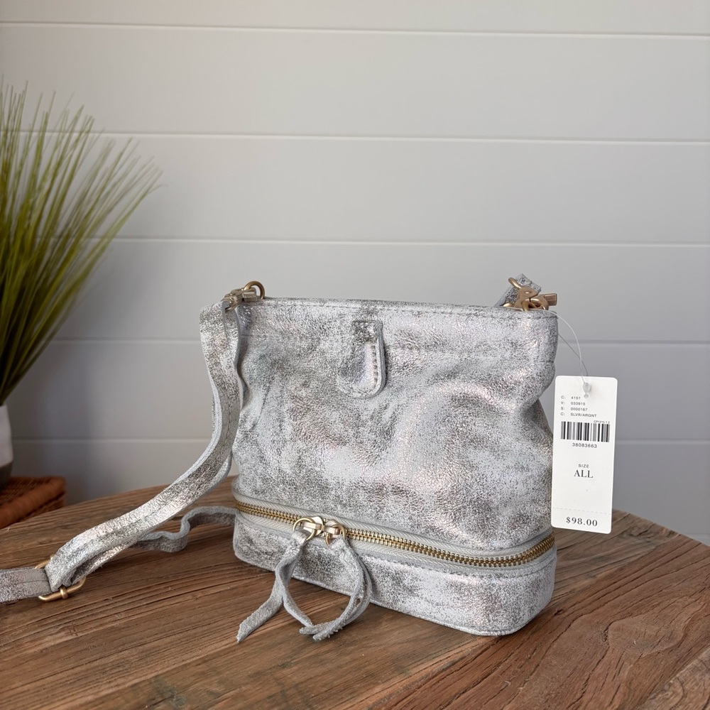 Anthropologie Miss Albright Kiskadee Metallic Leather Crossbody Bag NEW